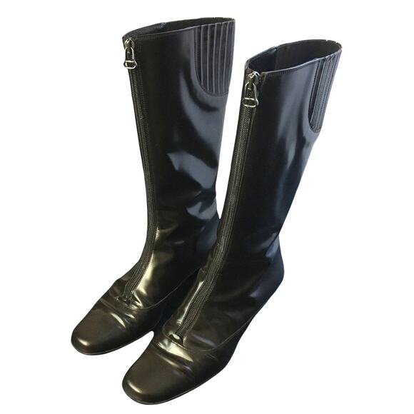 Salvatore Ferragamo Women's Patent Leather Brown Mid-Calf Boots Sz 8.5 Narrow - Picture 2 of 9